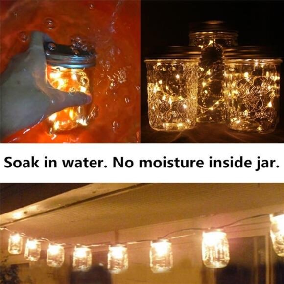 6-Pack Solar-powered Mason Jar Lights 20 LEDs (6 Hanger Included / No Jar),Warm - Picture 6 of 8